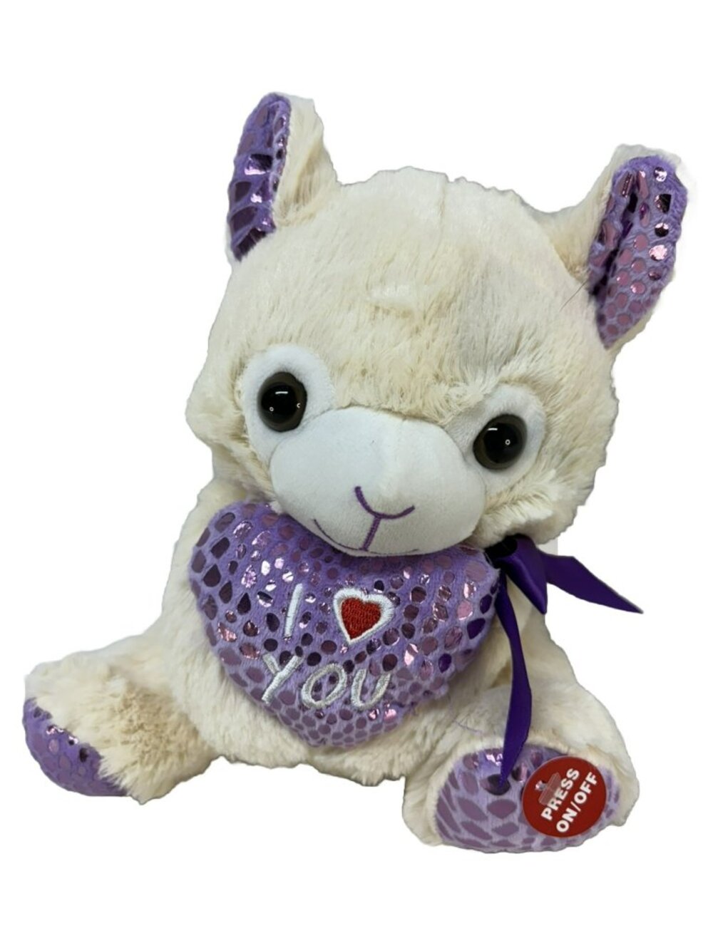 Goffa Valentine's LLAMA Stuffed Animal Plush Heart SINGS "I Love You" Lights Up